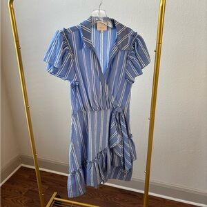 Cinq à Sept Blue and White Striped Dress